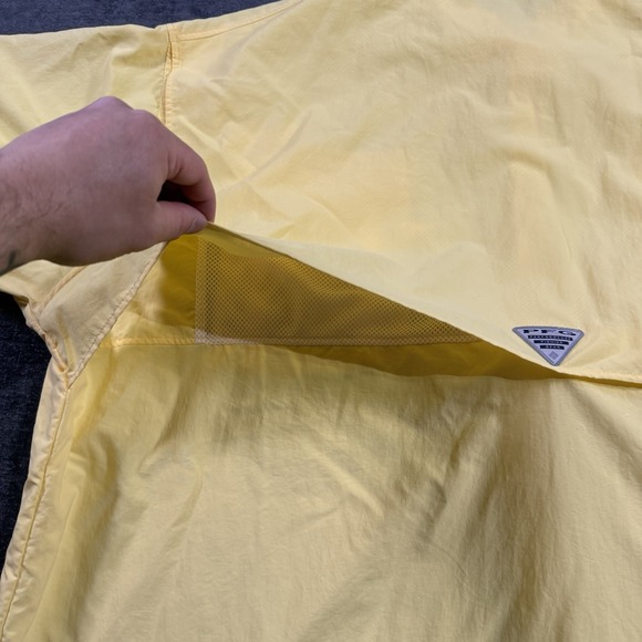 Columbia PFG Fishing Shirt Men's 4XT Yellow Short Sleeve Button Up Omni Shade - Picture 13 of 14